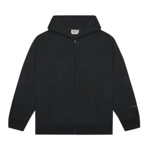 Fear Of God Essentials 3D Silicon Applique Full Zip Up Hoodie – Black